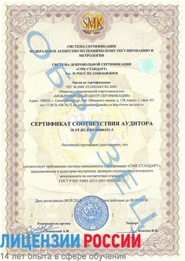 Образец сертификата соответствия аудитора №ST.RU.EXP.00006191-3 Ялта Сертификат ISO 50001
